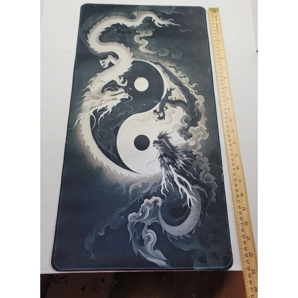 Extended Gaming Mouse Pad Desk‎ Keyboard Mat Size 23 X 11 Ying/Yang Dragons